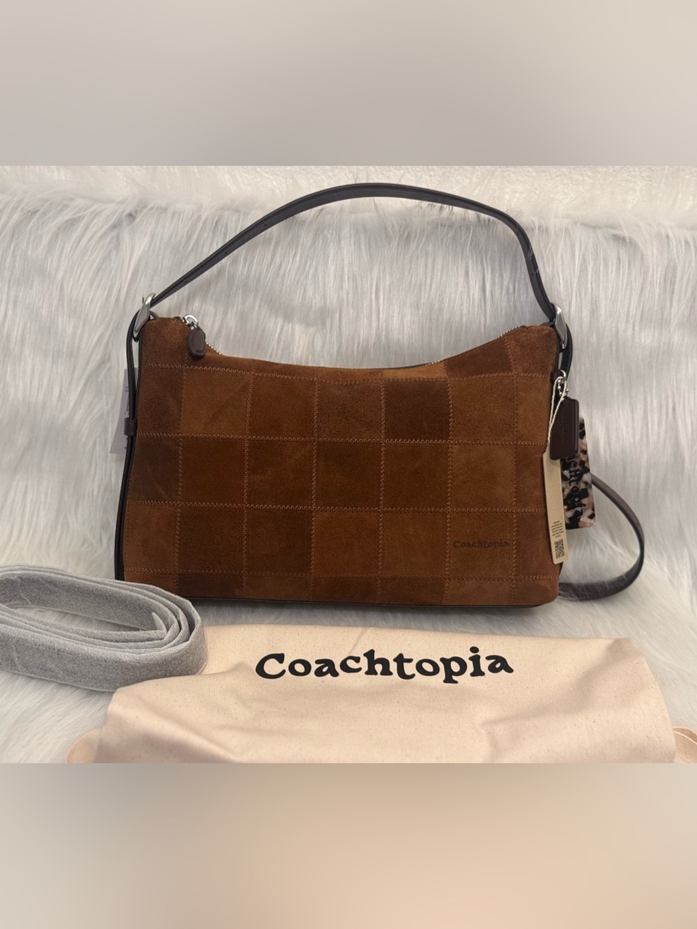 Coach Coachtopia Alter/Ego Slouchy Shoulder Bag Suede/Silver/Russet CCL92 NWT